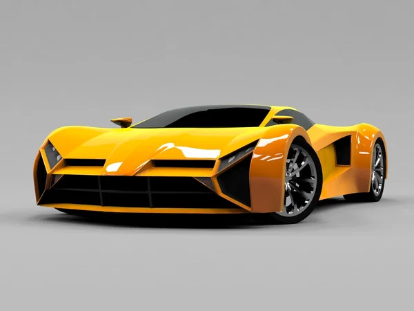 Orange sports car premium. Conceptual design. A prototype of fast transport of the future. Advanced engineering technology. The machine for motorsport. Ring race. — Stock Photo, Image