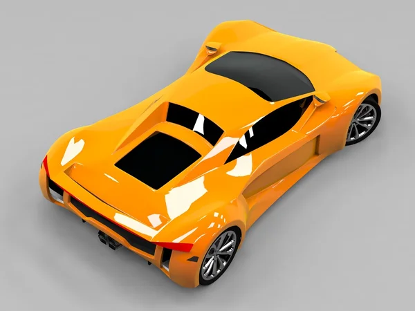 รถสปอร์ตสีส้มพรีเมี่ยม การออกแบบแนวคิด ต้นแบบของการขนส่งที่รวดเร็วของอนาคต เทคโนโลยีวิศวกรรมขั้นสูง เครื่องจักรสําหรับมอเตอร์สปอร์ต การแข่งขันแหวน . — ภาพถ่ายสต็อก