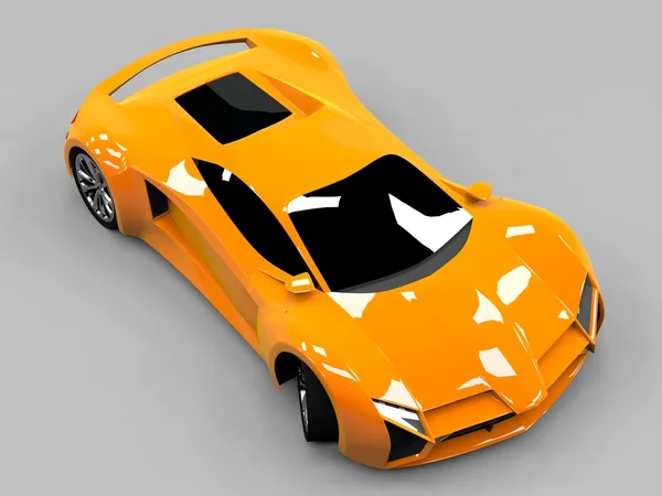 Orange sports car premium. Conceptual design. A prototype of fast transport of the future. Advanced engineering technology. The machine for motorsport. Ring race. — Stock Photo, Image