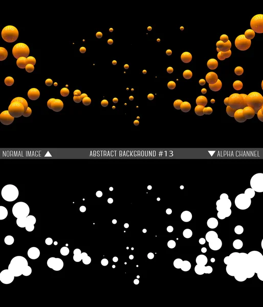 Блестящие шары в случайном порядке висят в воздухе на черном фоне. Абстрактная иллюстрация со сферами. Облако оранжевых блестящих пузырей. Альфа канал. Прозрачная маска — стоковое фото