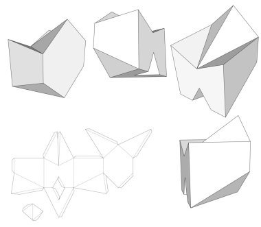 Die kesme şablonu kutusuyla. Ambalaj kutusu için gıda, Hediyelik veya diğer ürünleri. Tasarımınız için hazır. Ürün Ambalaj vektör Eps10