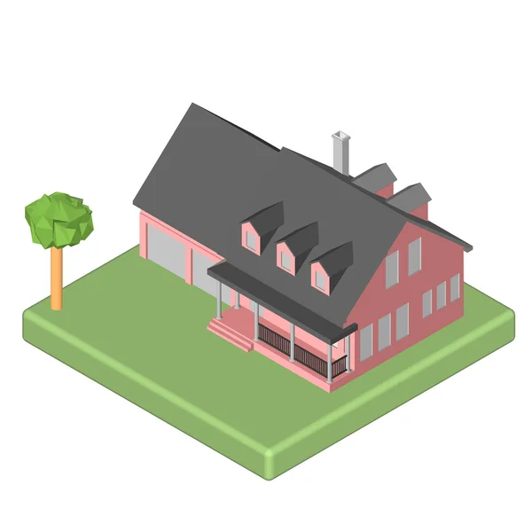 Isometric 3D icon. Pictograms house with a mailbox and trees. Vector illustration eps 10 — Wektor stockowy