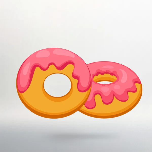Donut icono con esmalte rosa con sombra larga. Ilustración vectorial eps 10 — Archivo Imágenes Vectoriales