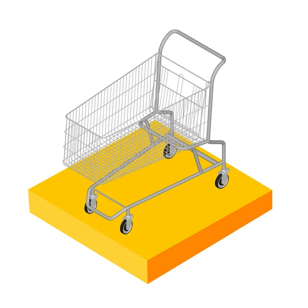 Isometrisches 3D-Symbol. Piktogramme Supermarkt Einkaufswagen. Vektor-Abbildung Folge 10. — Stockvektor