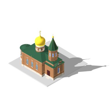 Kilise bina izometrik 3d simgesi. Vektör çizim eps 10.