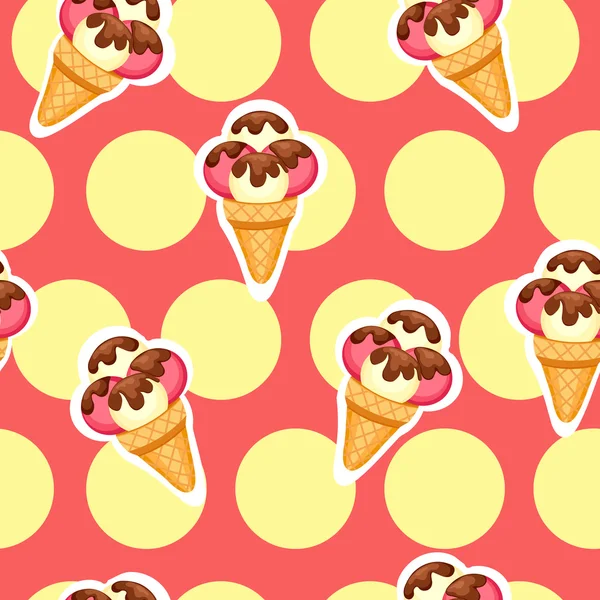 Muster Eis Vektor Illustration Folge 10. Hintergrund der Textur Erdbeer-Vanille-Eis-Dessert. — Stockvektor