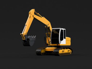 Koyu gri arka plan üzerinde sarı Ekskavatör.