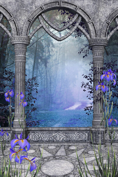 Fantasy Background. Gate into the forest.