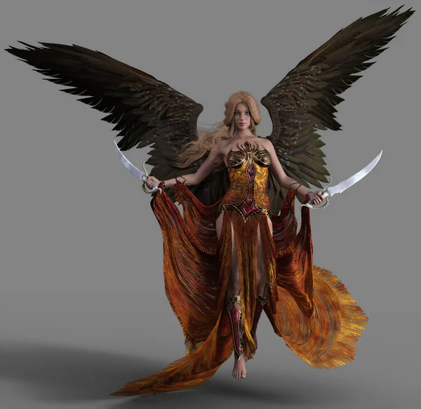 Phoenix or Valkyrie with a Dagger and dark wings.