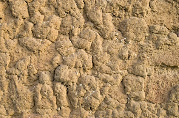 Old wall plastered with mud closeup — Stock Photo, Image