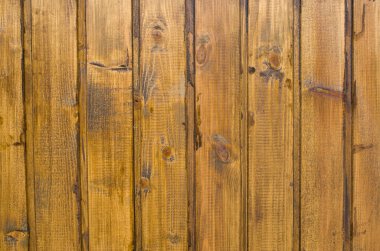 Güneşli havada yeni ahşap duvar.