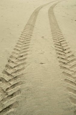 San 'da iki tane traktör lastiği izi var.