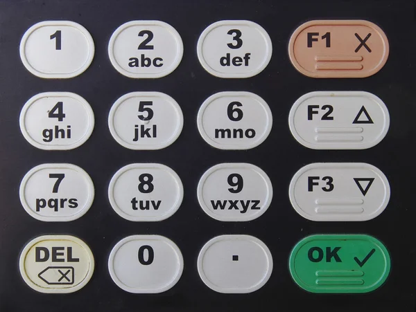 Black keypad with numbers and letters — Stock Photo, Image