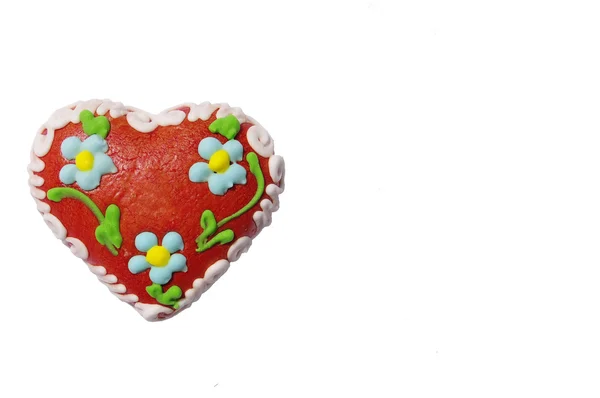 Colorful gingerbread with shape of heart isolated — Stock Photo, Image