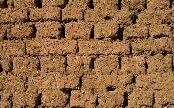 Pared de la antigua casa de adobe primer plano — Foto de Stock