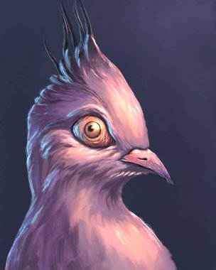 Mavi arka planda pembe kuş 