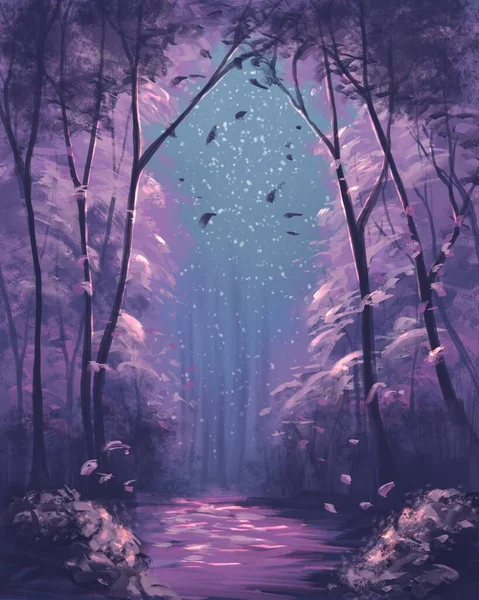Fantasy Violet Forest Evening — Photo