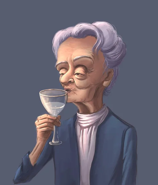 와인을 마시는 노부인 — 스톡 사진