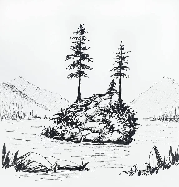 landscape with island and trees