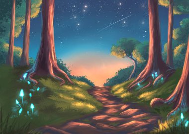 Güneşe giden orman yolu