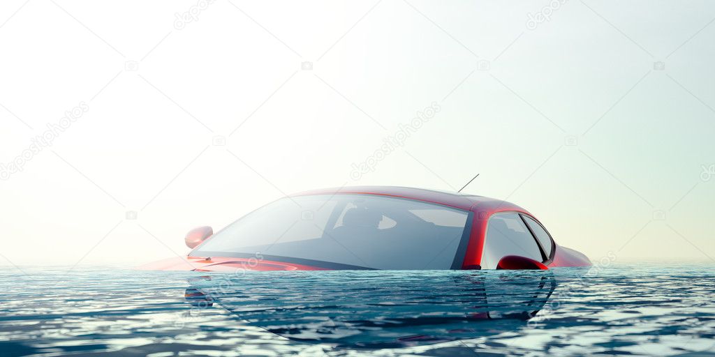 Car Floating in Flood Water