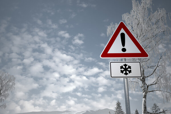 Зимнее вождение - Осторожно Снег - Компьютерное изображение
