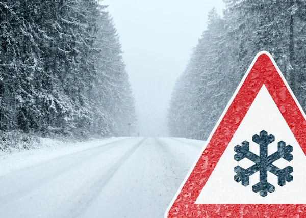 Caution - Heavy Snowfall — Stock Photo, Image