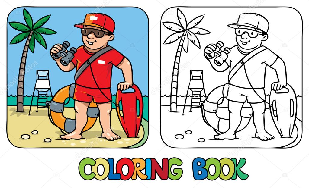 Funny lifeguard. Coloring book
