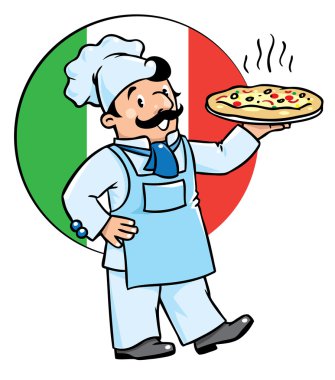 Komik aşçı ya da Şef pizza ile