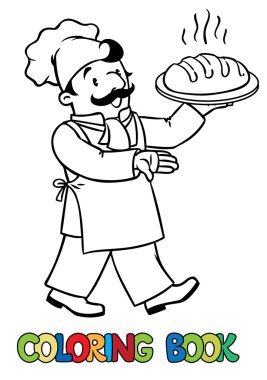 Komik aşçı veya baker ekmek ile boyama kitabı