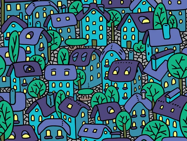 Seamless pattern with houses and courtyards