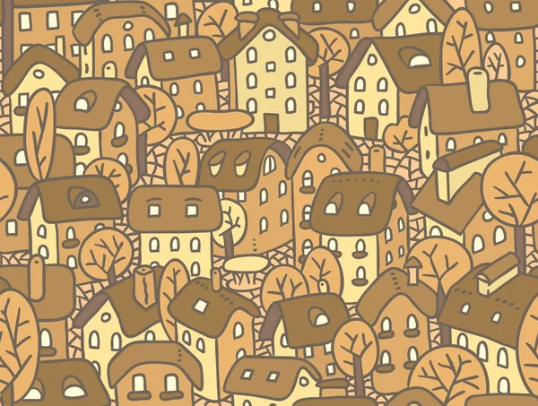 Seamless pattern with houses and courtyards