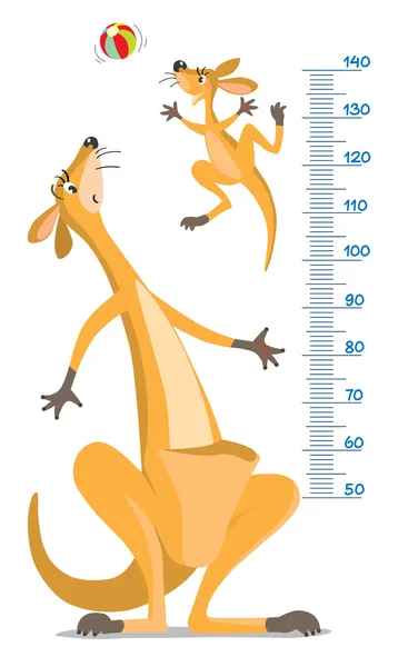 Mur de compteur avec deux kangourous drôles — Image vectorielle