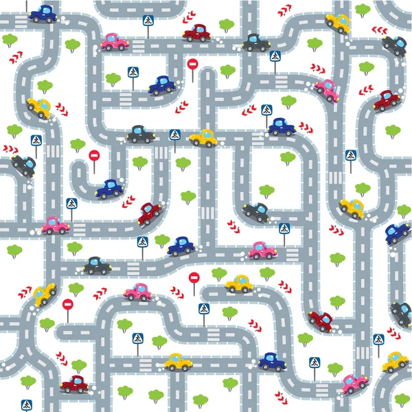 Komik araba ile yol seamless modeli