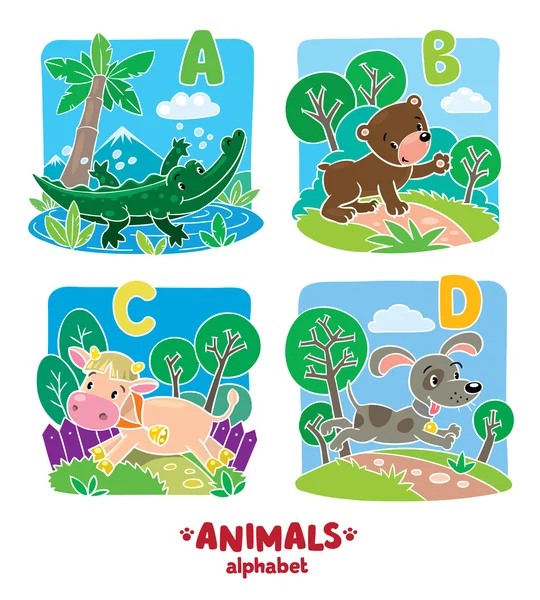 Animals alphabet or ABC. — Stock Vector