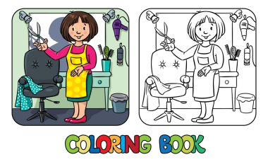 Komik hairdresseror Kuaför. Boyama kitabı