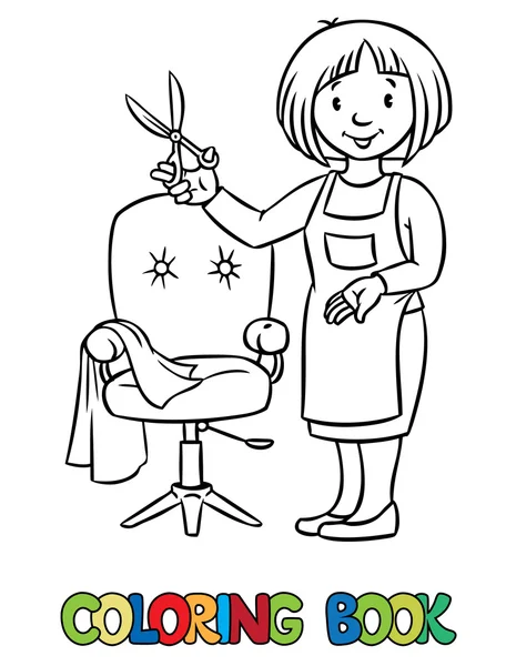 Funny hairdresser. Coloring book. — Stock Illustration Funny hairdresser. Coloring book. Vector Graphics