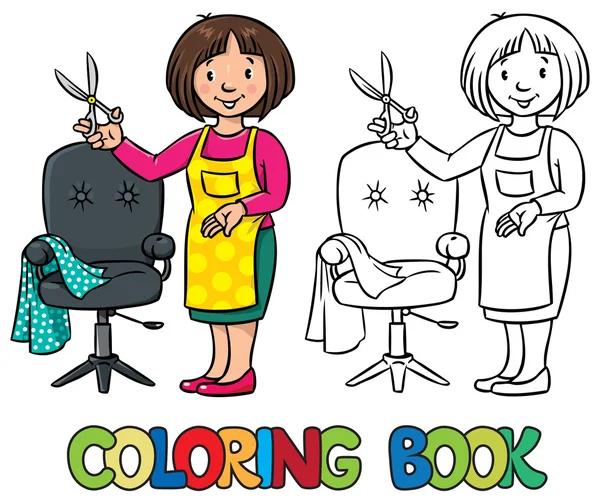 Funny hairdresser. Coloring book. — Stock Illustration Funny hairdresser. Coloring book. Vector Graphics
