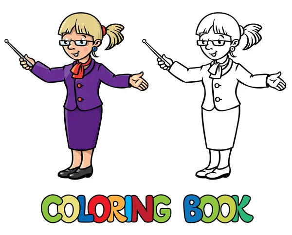 Professor engraçado. Livro para colorir — Vetor de Stock