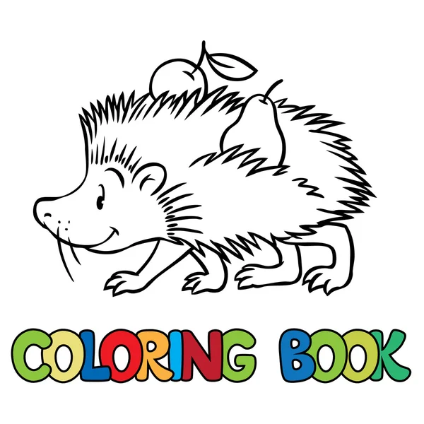Libro da colorare di piccolo riccio divertente — Vettoriale Stock