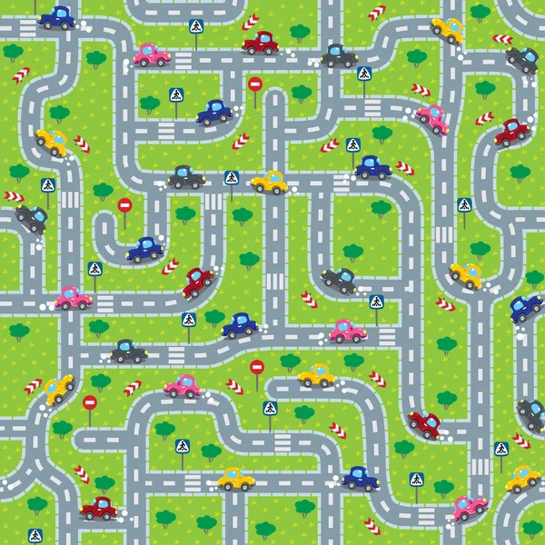 Komik araba ile yol seamless modeli