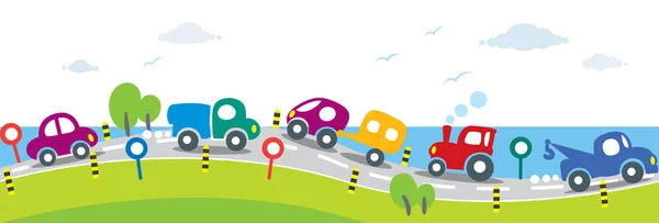 Arabalar yatay sorunsuz arka yolda