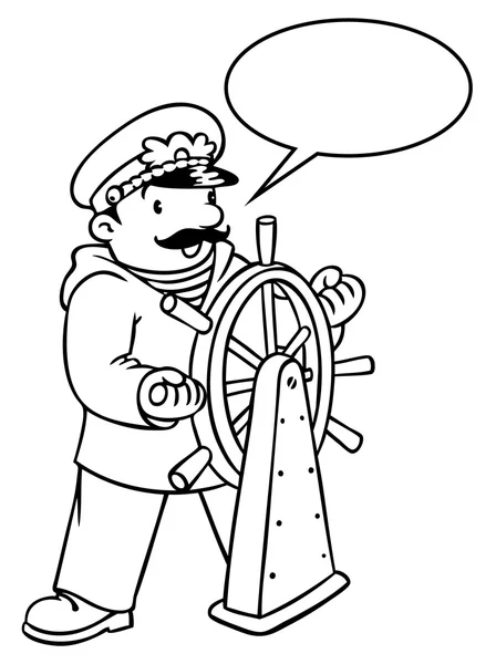 Funny captain or yachtsman. Coloring book — Stock Vector