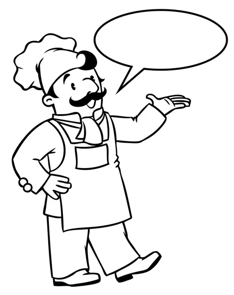 Livro de colorir com cozinheiro engraçado ou chef — Vetor de Stock