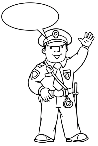 Funny policeman. Coloring book — Stock Vector