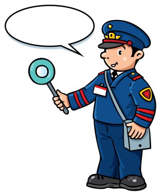 Komik railroader. Çocuk illüstrasyon vektör