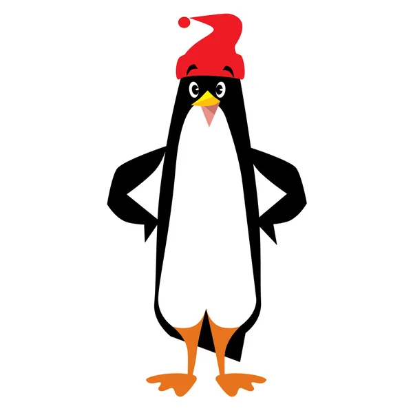 ポムポムとビーニーで面白いペンギン — ストックベクタ