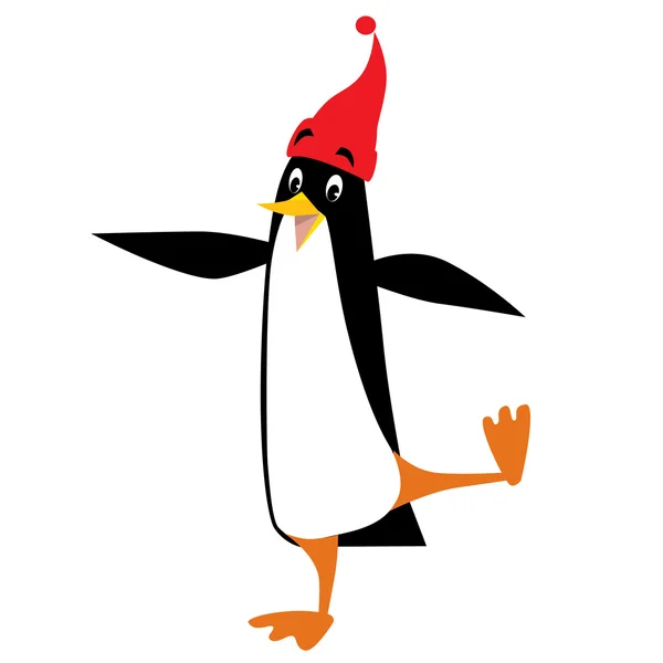 Divertido pingüino en gorro con pompón — Vector de stock