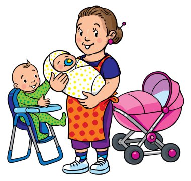 Komik anne ya da çocuk bakıcısıyla.