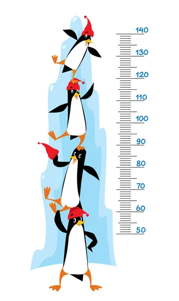 Parede de medidor com pinguins engraçados perto da rocha de gelo — Vetor de Stock